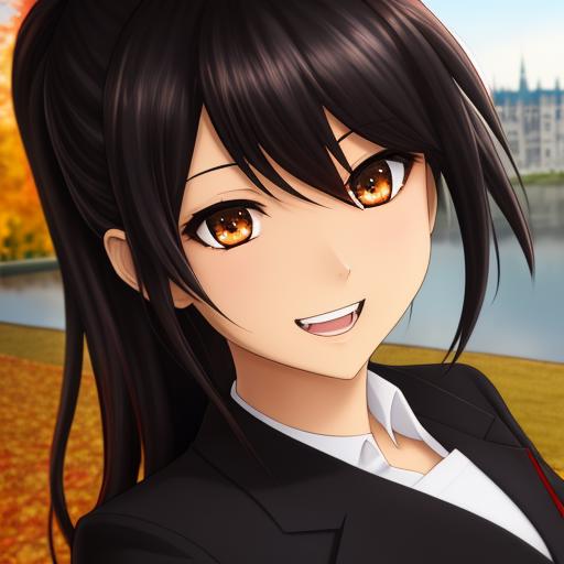 00179-4056420708-art by yaguru magiku, A teenage girl wearing a black school uniform, angry smile, in the style of Kyoto Animation in the 2010s,.png